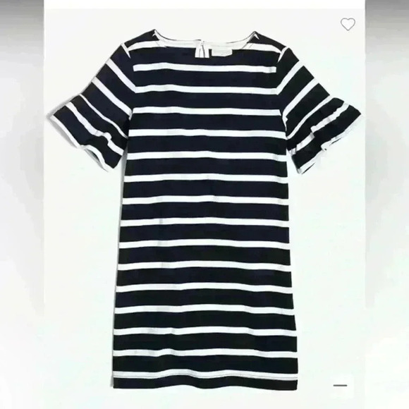 J. Crew CrewcutsGirls' Striped Flutter-sleeve Dress Blue White Short Sleeve‎ 14 - Picture 1 of 7